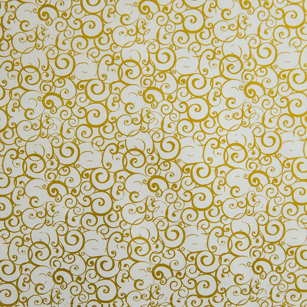 Wrapping Paper White with Gold Curls 10 Meters