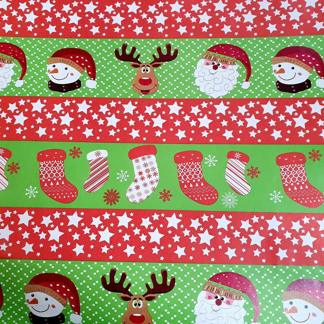 Christmas Wrapping Paper Santa Snow Man (10 Meter Roll)