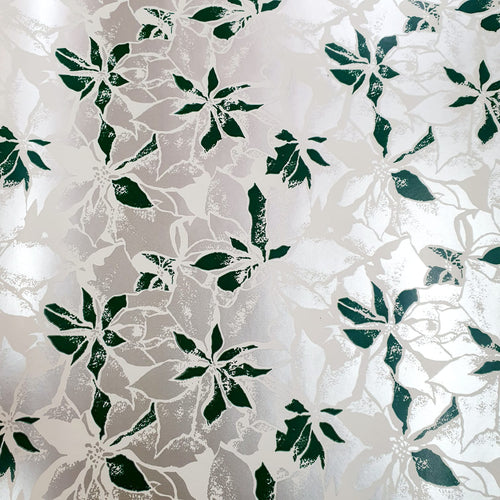 Green and Silver Poinsettia Christmas Wrapping Paper