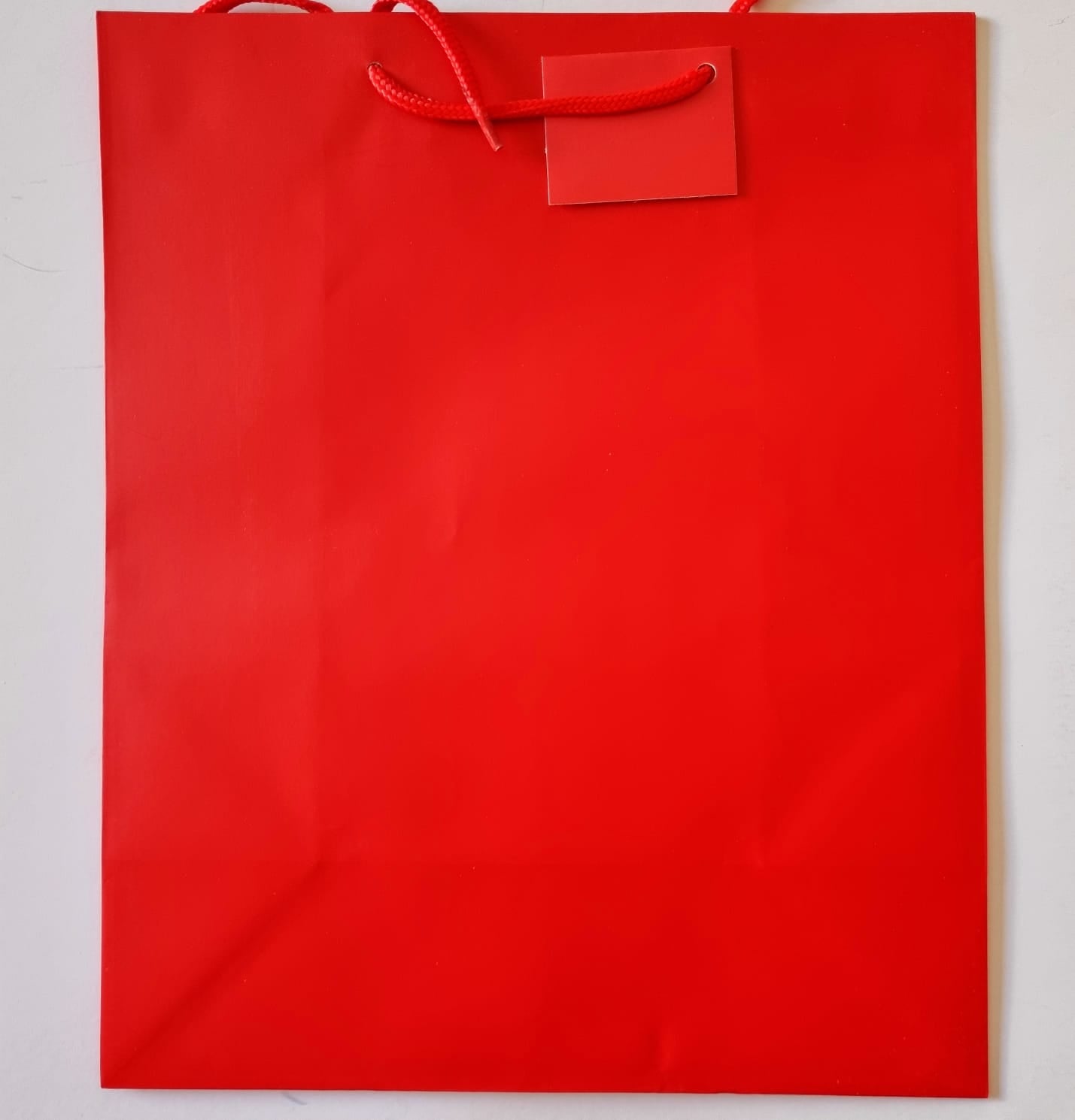 Gift Bag Red with Cord Handle and Tag