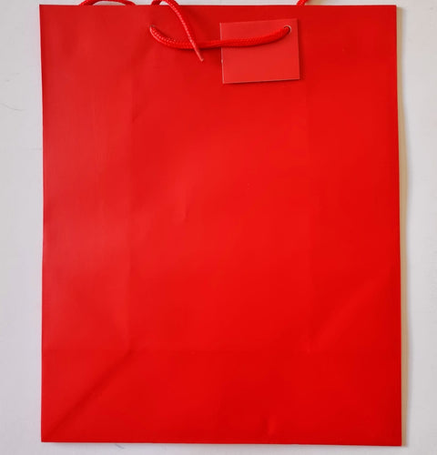 Gift Bag Red with Cord Handle and Tag