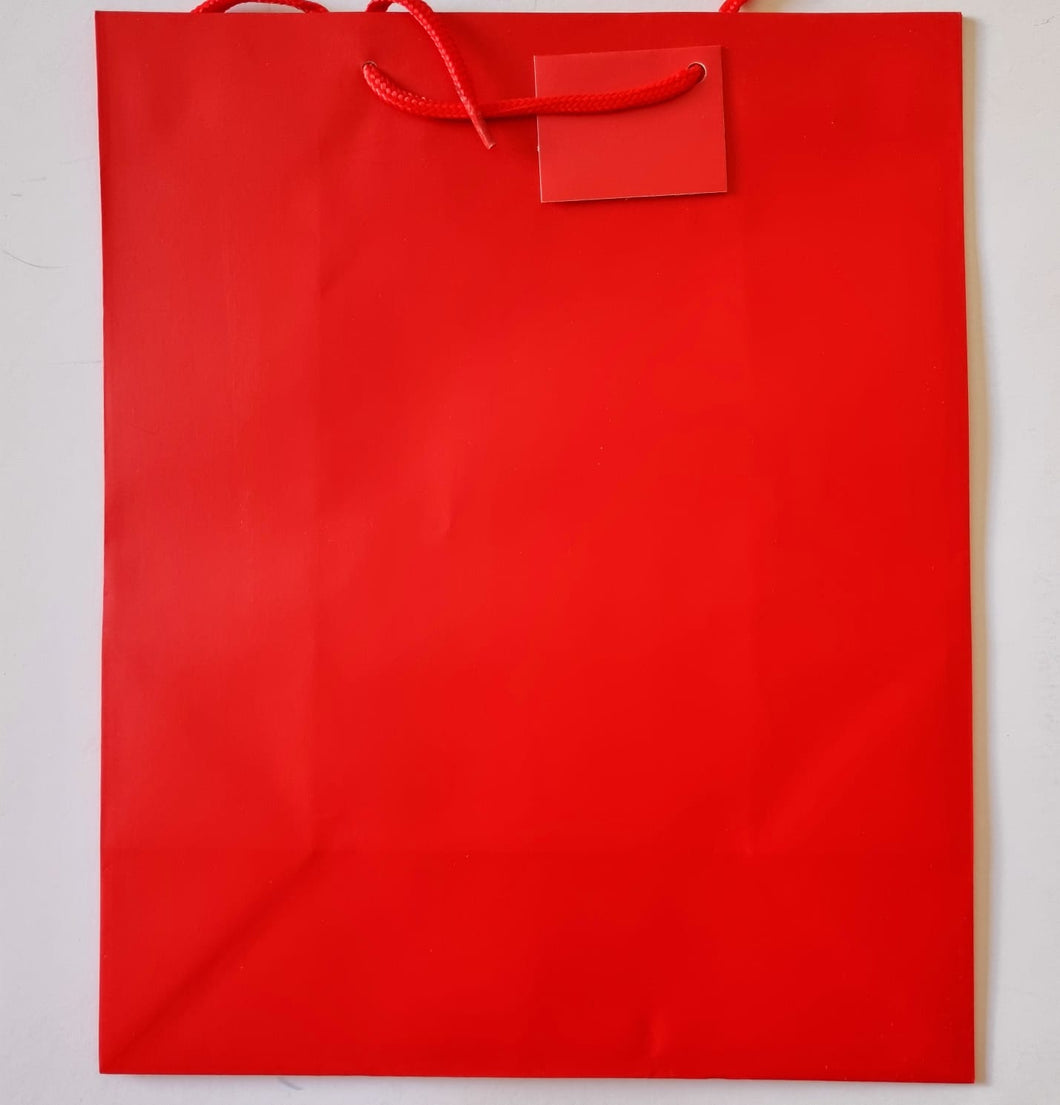 Gift Bag Red with Cord Handle and Tag