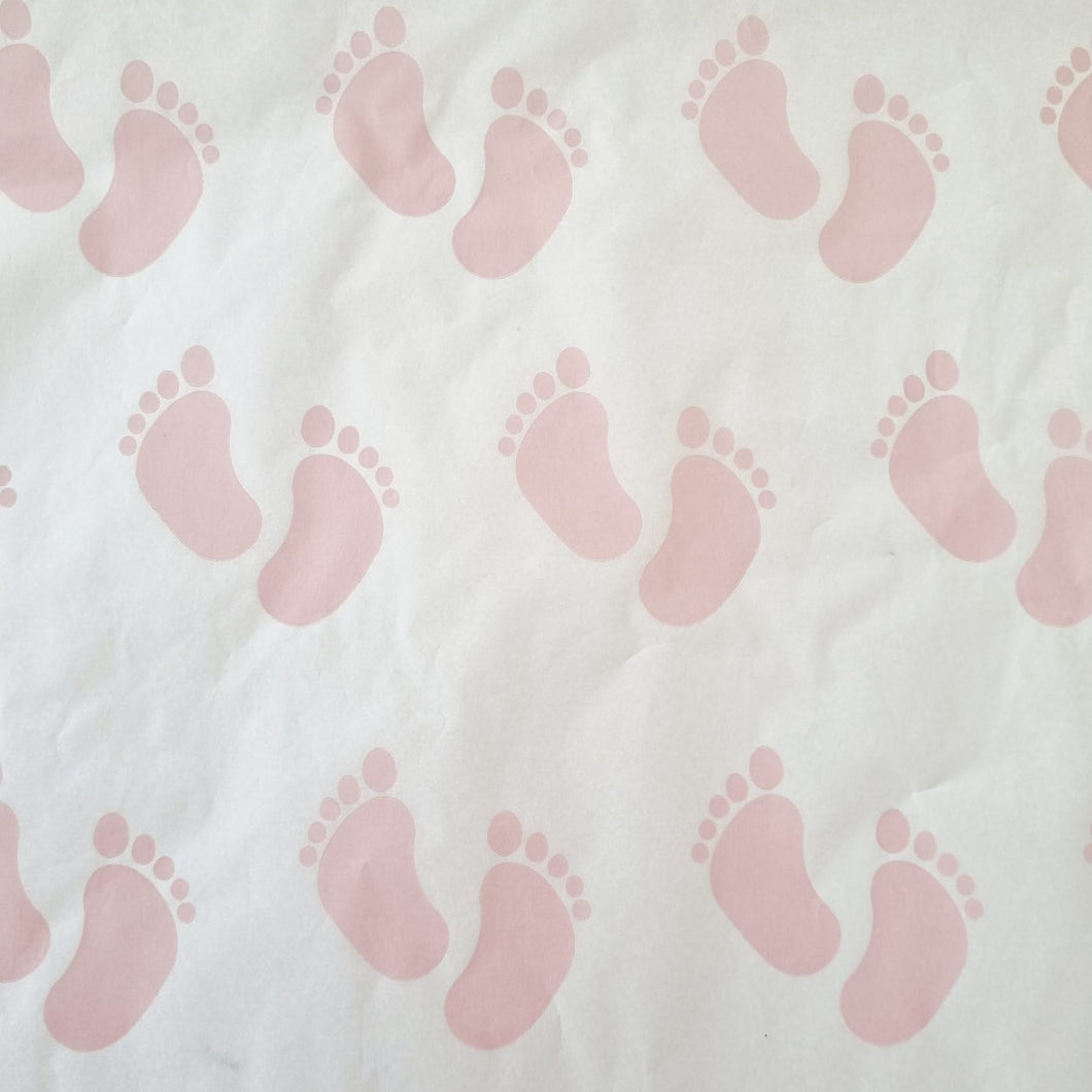 Sheeted Tissue Paper Light Pink Baby Feet 4 Sheets