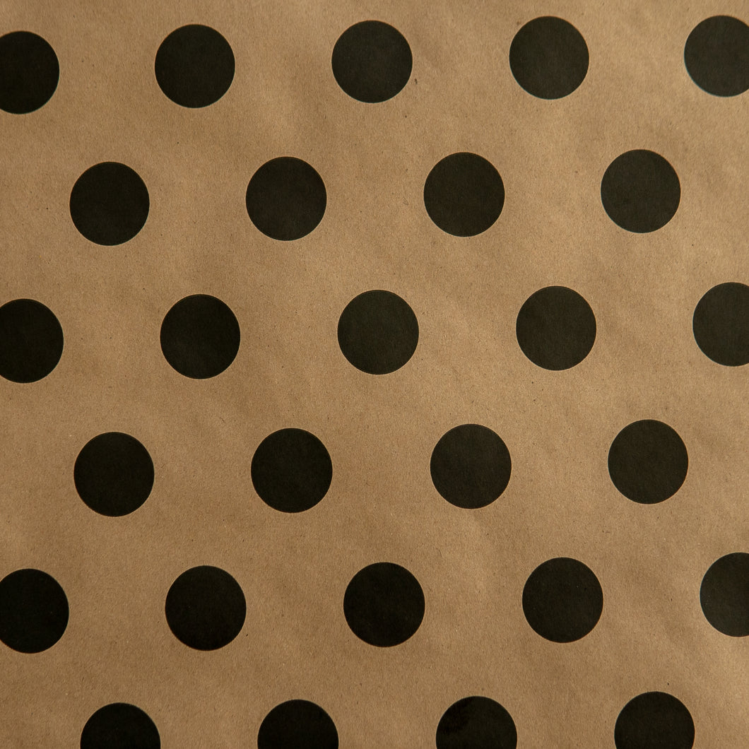 Wrapping Paper Kraft with Black Dots (10 & 50 Meter Roll)