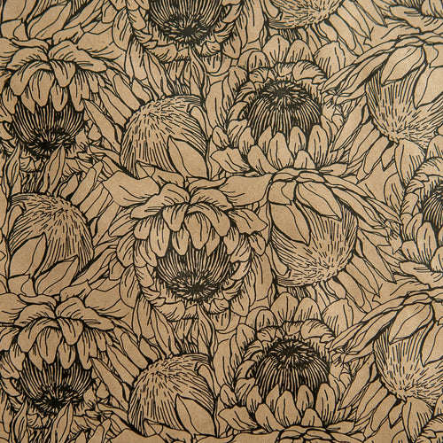 Kraft Protea Wrapping Paper