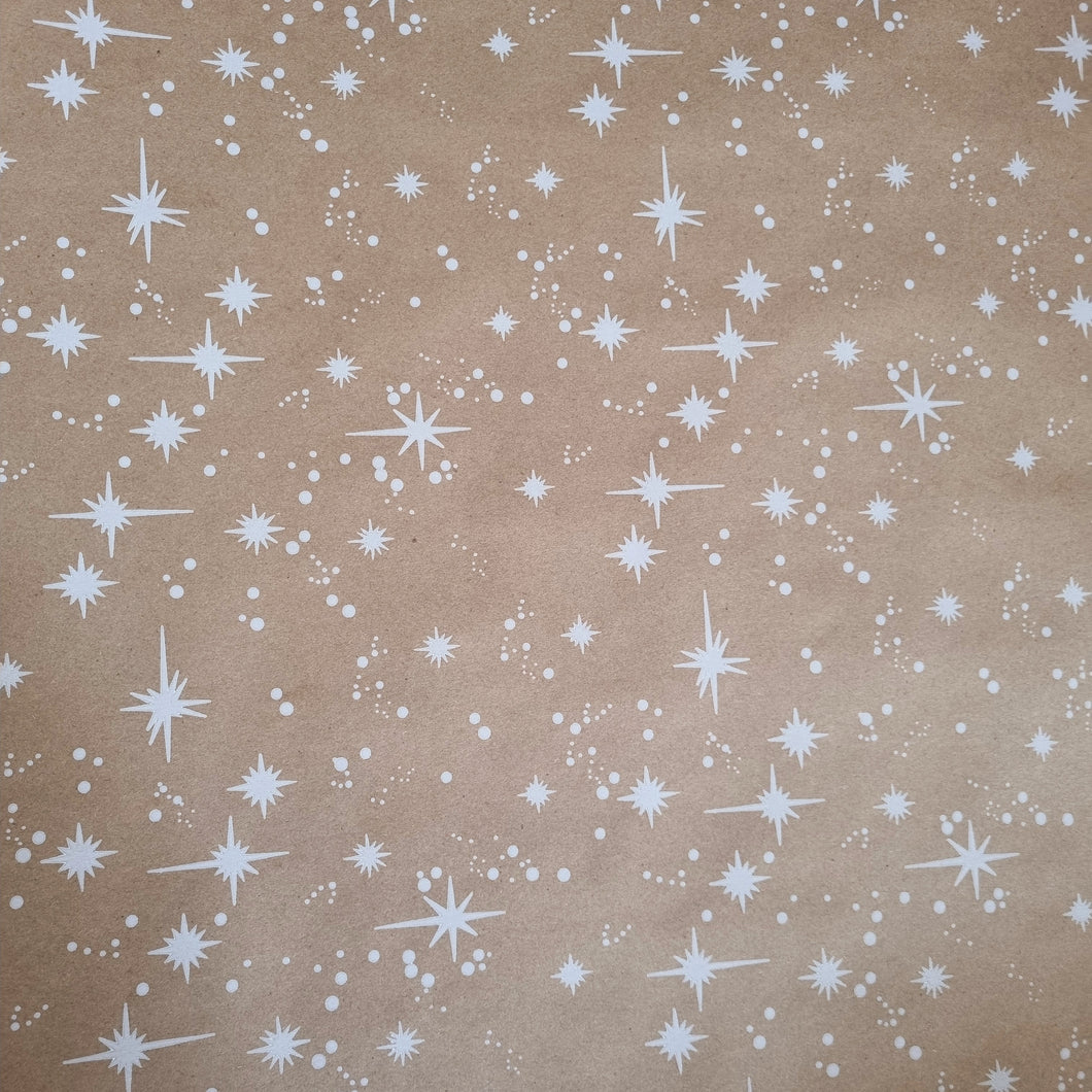 Christmas Wrapping Paper Kraft with White Stars 10m