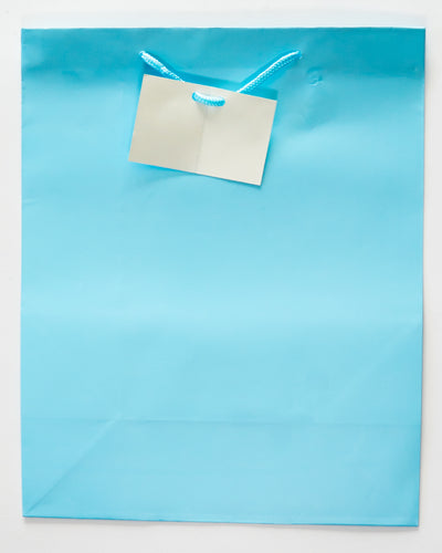 Gift Bag Baby Blue with Cord handle and Tag