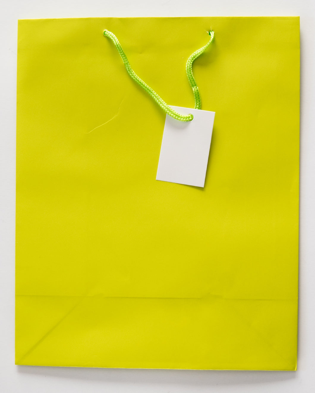 Gift Bag Lime Green with Cord Handle and Tag