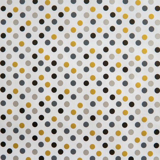 Wrapping Paper White with  Gold, Silver, Black Grey Dots