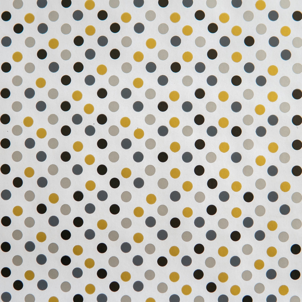 Wrapping Paper White with  Gold, Silver, Black Grey Dots