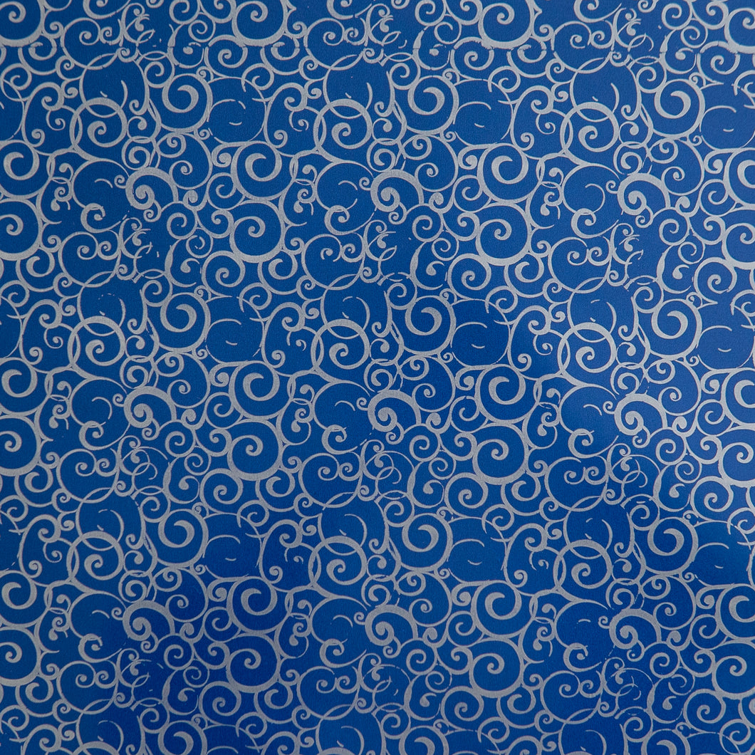 Wrapping Paper Blue with Silver Curls 10 Meters