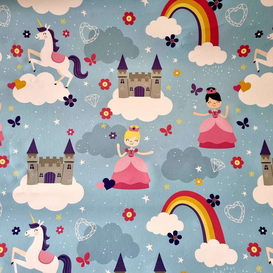 Princess and Unicorns Wrapping Paper Sheeted