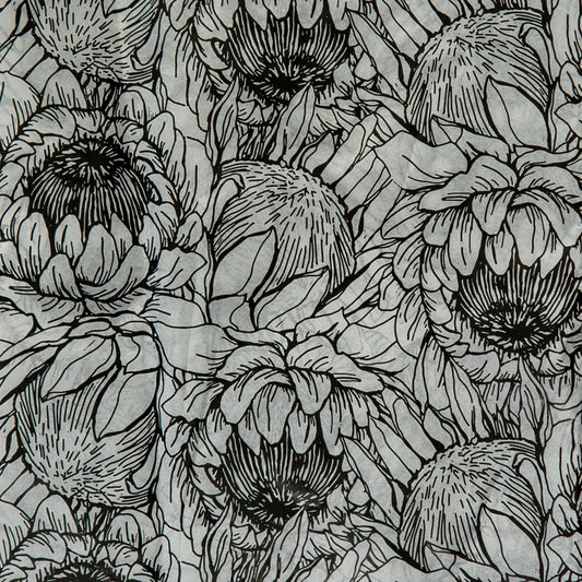 Tissue Paper Sheeted 500mm x 700mm Protea Black and White