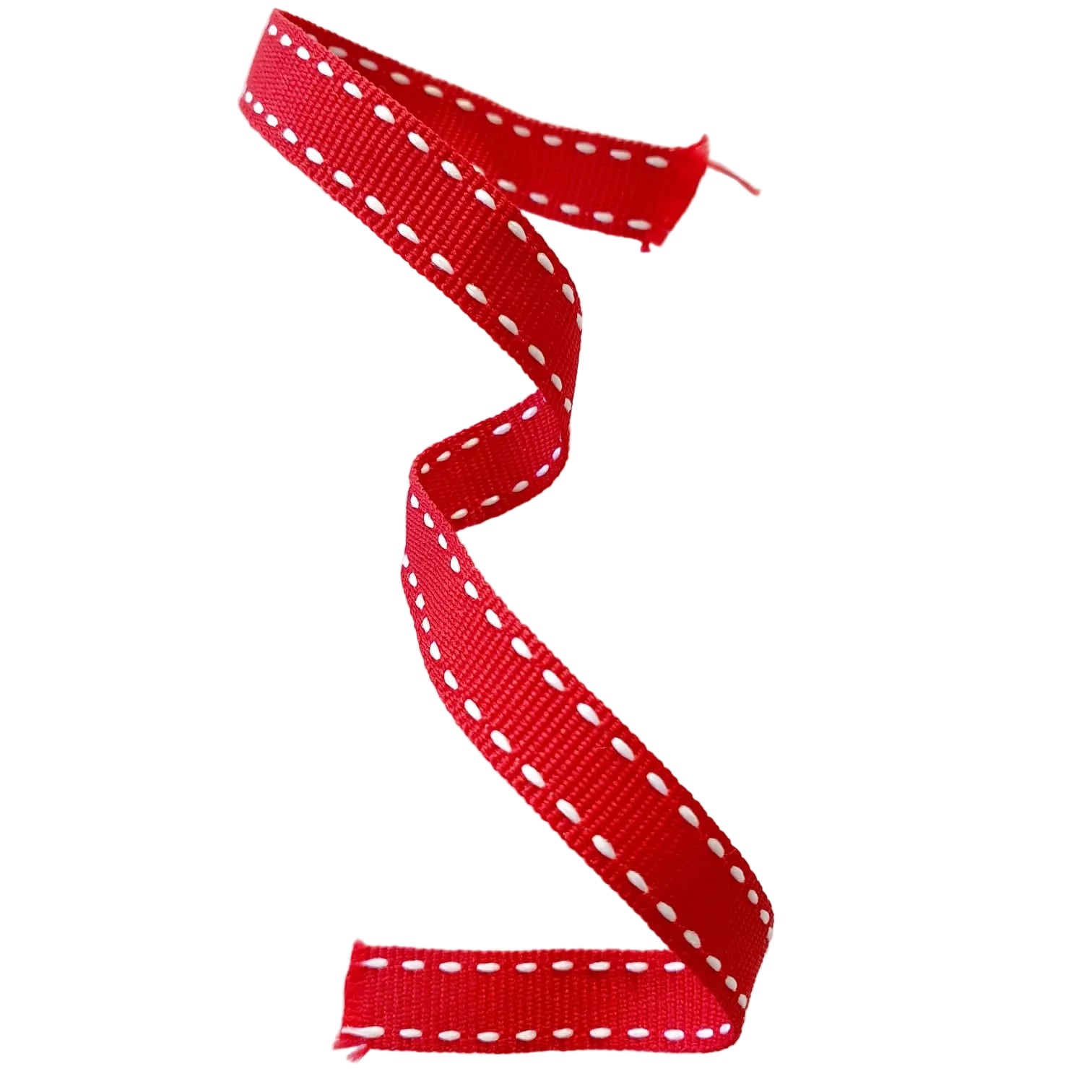 Petersham Ribbon Red with White Side Stitch