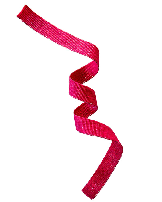 Petersham Ribbon Hot Pink with Silver Lurex