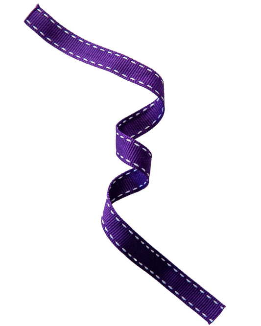 Petersham Ribbon Purple with White Side Stitch