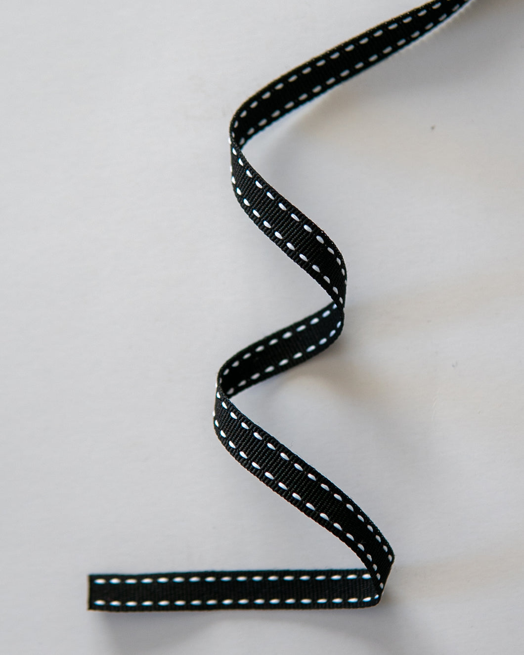 Black Petersham Ribbon with White Side Stitch 