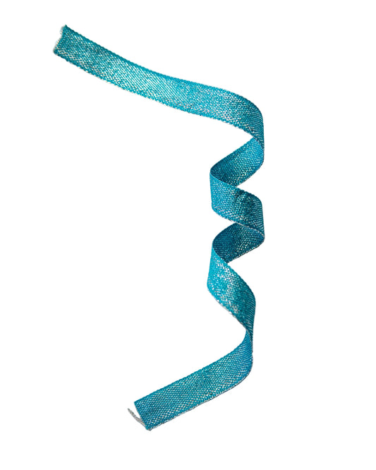 Petersham Ribbon Teal with Silver Lurex
