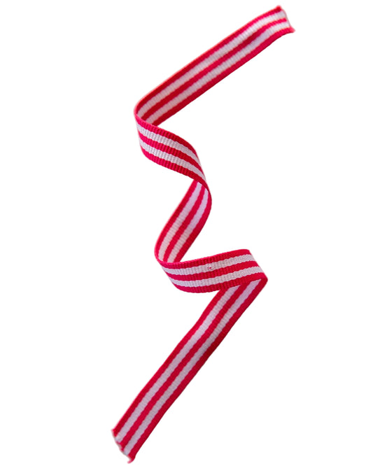 Petersham Ribbon Cerise with White Optical Stripes