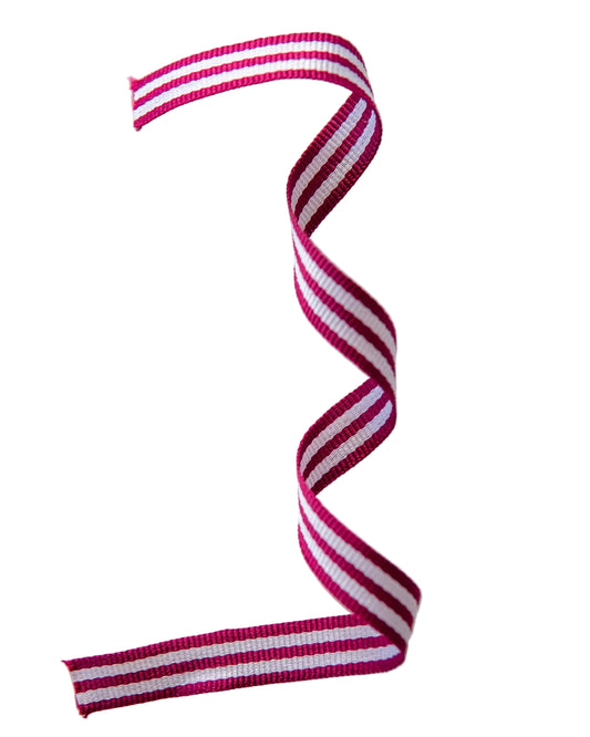 Petersham Ribbon Magenta with White Optical Stripes