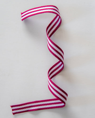 Petersham Ribbon Magenta with White Optical Stripes