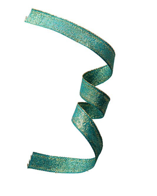 Petersham Ribbon Teal with Gold Lurex