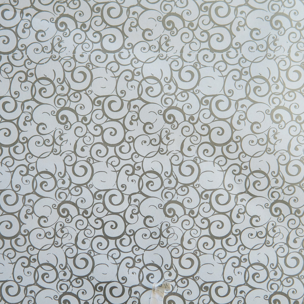 Wrapping Paper White with Silver Curls (10 Meter Roll)