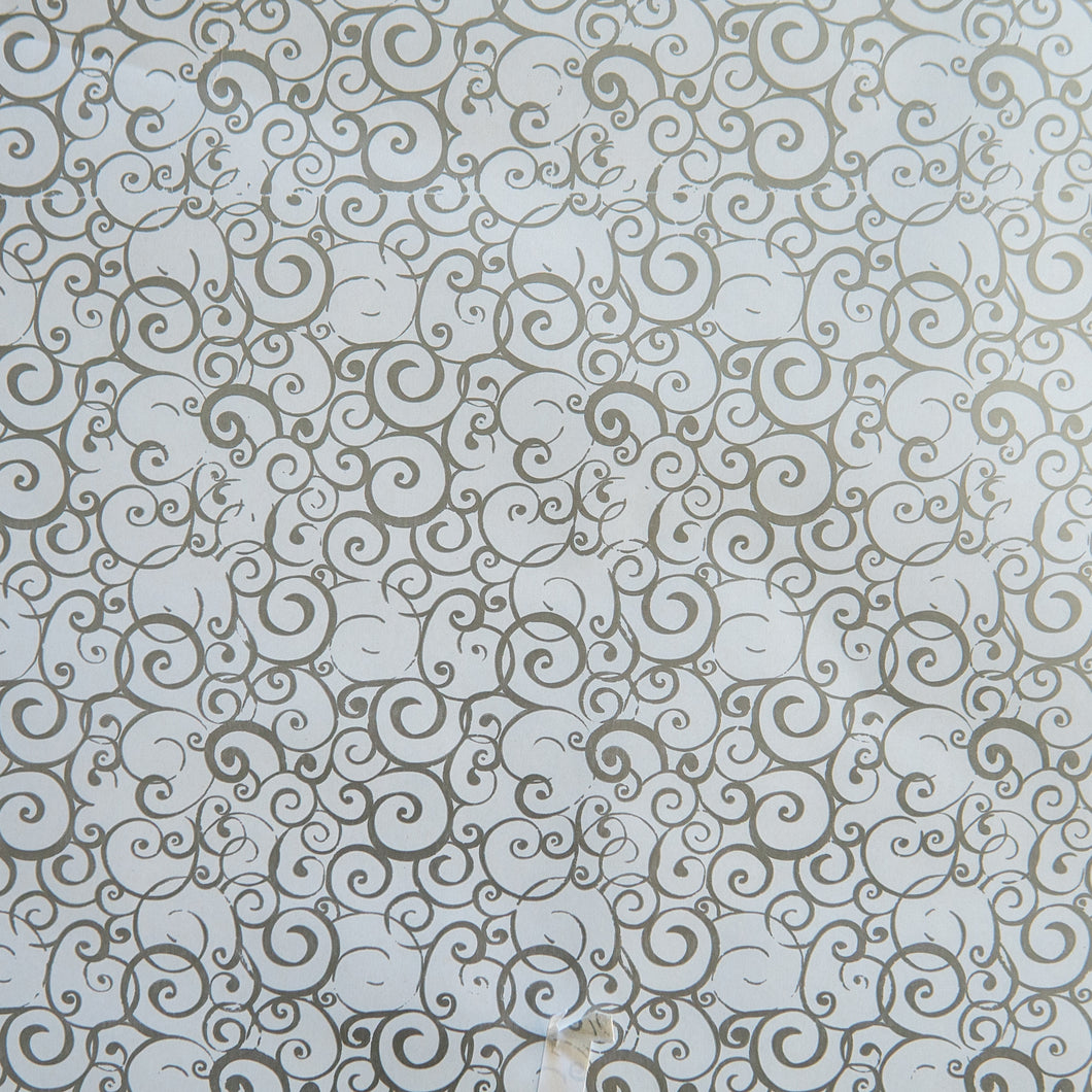 Wrapping Paper White with Silver Curls 10 Meters