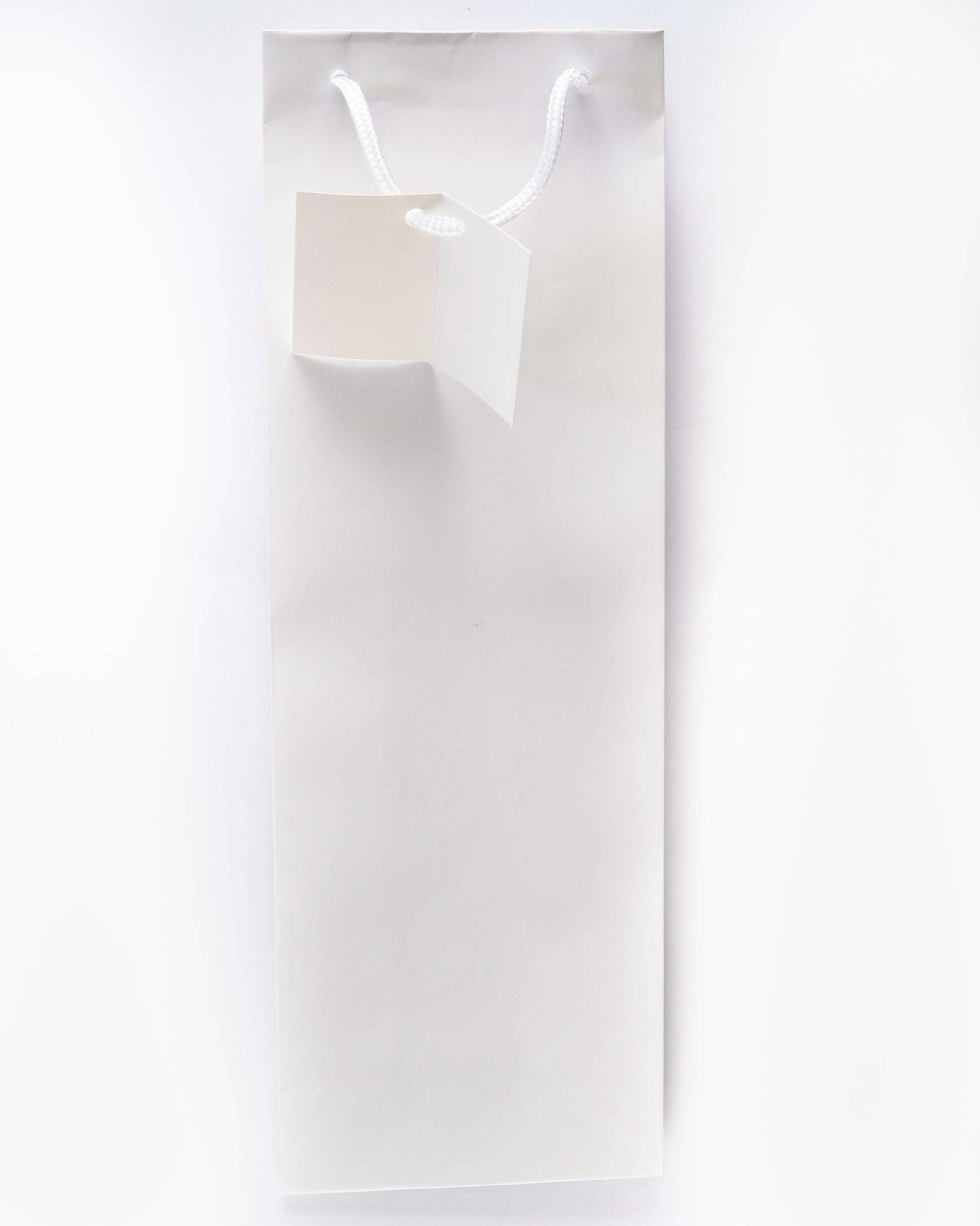 Bottle Gift Bag White with Cord Handle and Tag