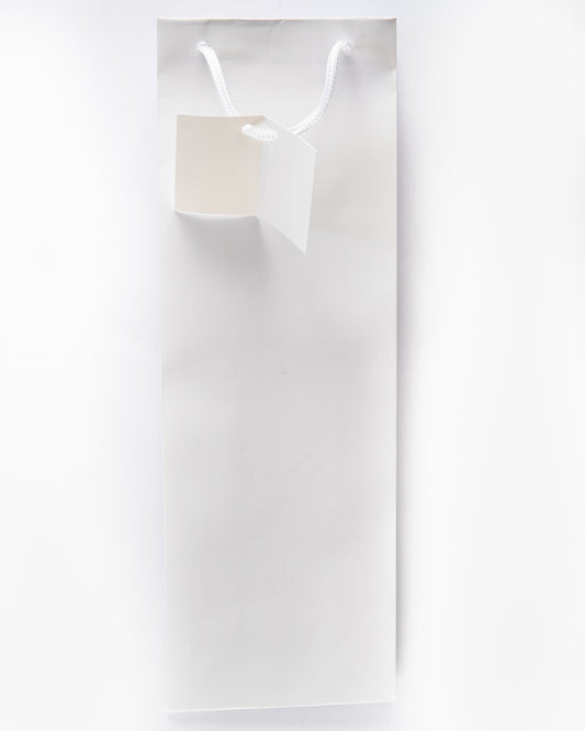 Bottle Gift Bag White with Cord Handle and Tag