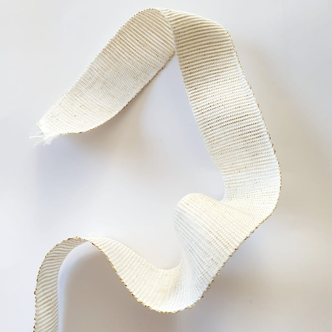 Petersham Ribbon White with Gold Lurex 25mm