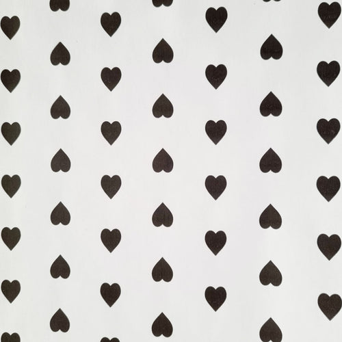 Wrapping Paper White with Black Hearts 10 Meter Roll