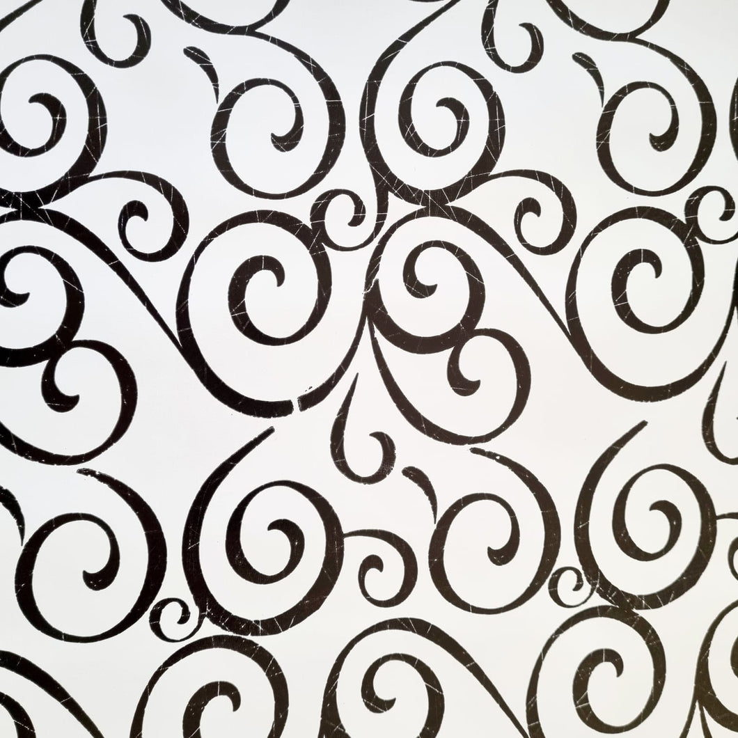Wrapping Paper White with Large Black Curls 10 Meter Roll